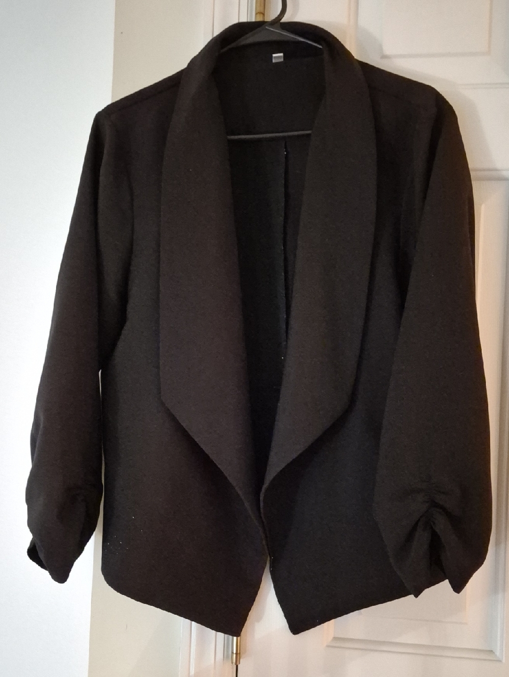 Black Women's Open-Front Shawl Collar Jacket